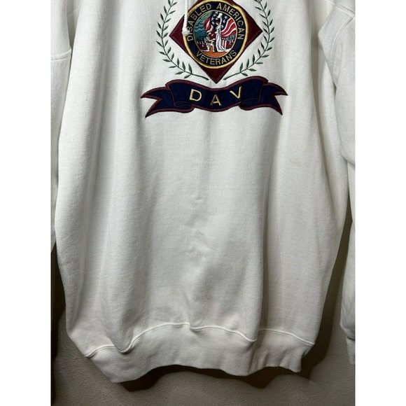 Disabled American Veterans Sweater  White Embroidered Blue Collar Size XL Tall - Picture 8 of 10